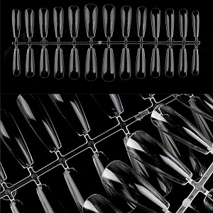 Типсы гелевые упаковка (№01, прозрачные, глянцевые), 96 шт